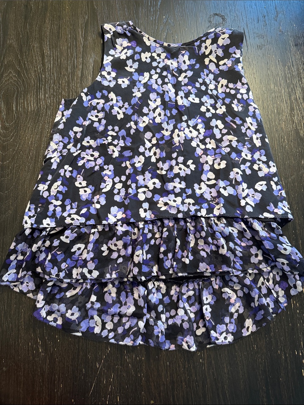kate spade Black Floral Tiered Ruffle Sleeveless Top